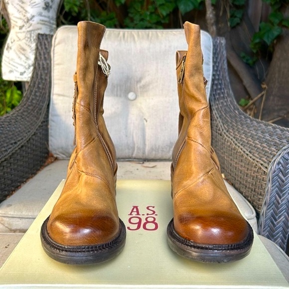 New with Box A.S.98 Stratford Leather Suede Boots in Wheat size 38/7.5 Sold Out - Picture 10 of 13